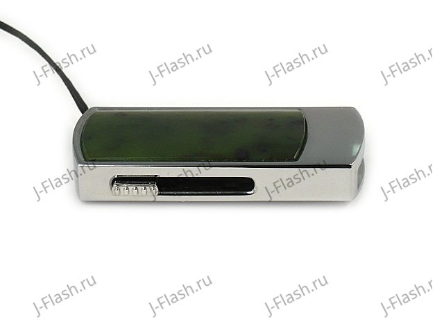 Промо-флешка в металлическом корпусе с камнем нефрит: вид сбоку