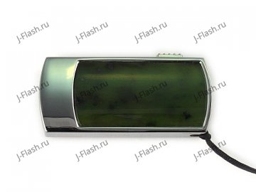 Флешка в металлическом корпусе с камнем нефрит: вид сверху