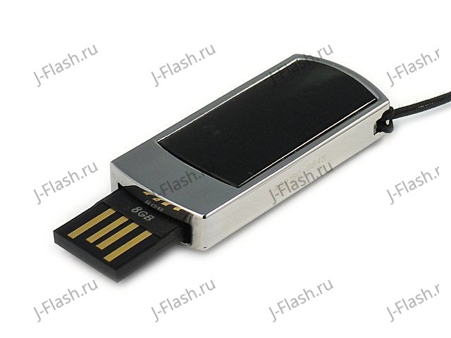 Подарочная флешка с черным змеевиком: USB разъем выдвинут