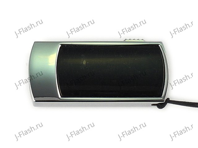 Флешка в металлическом корпусе с черным змеевиком: вид сверху