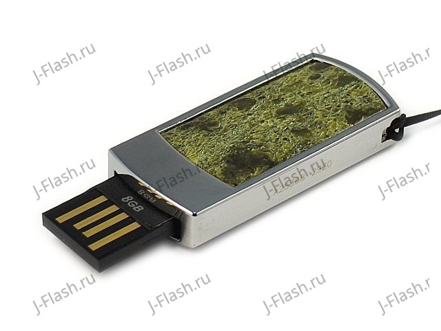 Подарочная флешка с камнем змеевик: USB разъем выдвинут