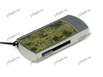 Флешка в металлическом корпусе с камнем змеевик: надежный фиксатор