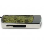 Промо-флешка в металлическом корпусе с камнем змеевик: вид сбоку