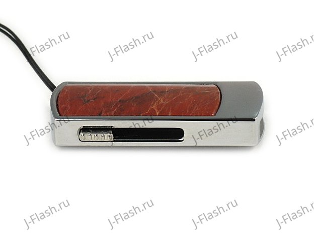 Промо-флешка в металлическом корпусе с яшмой: вид сбоку