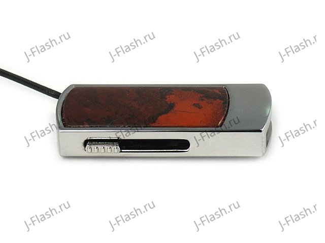 Промо-флешка в металлическом корпусе с яшмой: вид сбоку