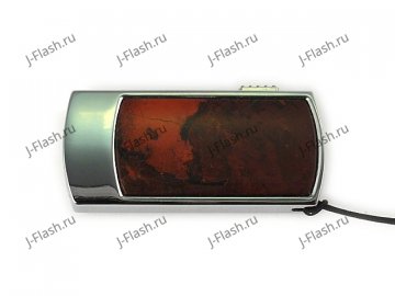 Флешка в металлическом корпусе с яшмой: вид сверху