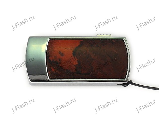 Флешка в металлическом корпусе с яшмой: вид сверху