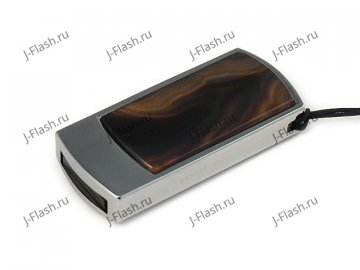 Промо-флешка в металлическом корпусе с агатом: общий вид