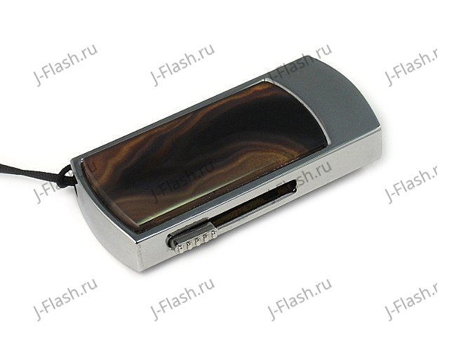 Подарочная флешка в металлическом корпусе с агатом: надежный фиксатор