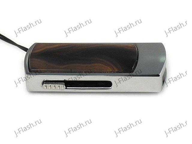 Подарочная флешка в металлическом корпусе с агатом: вид сбоку