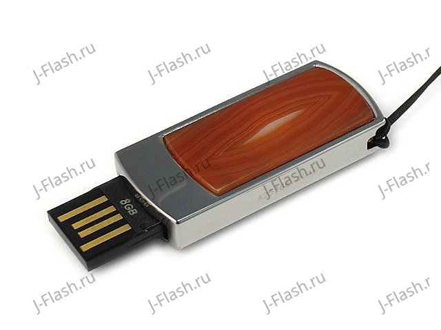 Сувенирная флешка с агатом: USB разъем выдвинут