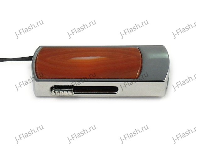 Промо-флешка в металлическом корпусе с агатом: вид сбоку