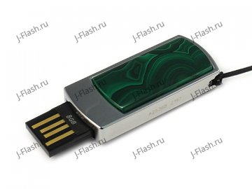 Сувенирная флешка с малахитом: USB разъем выдвинут