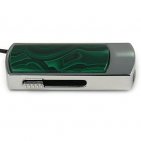 Флешка в металлическом корпусе с малахитом: вид сбоку