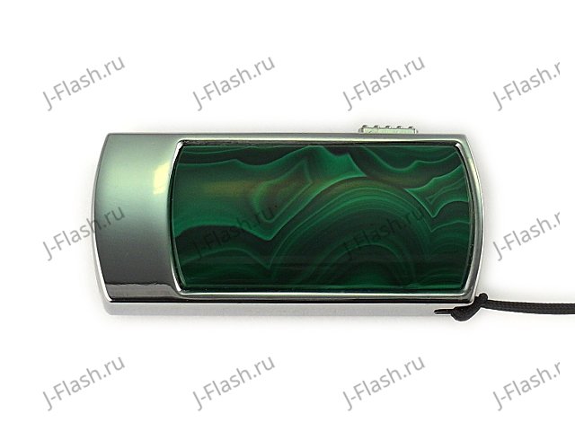 Флешка в металлическом корпусе с малахитом: вид сверху