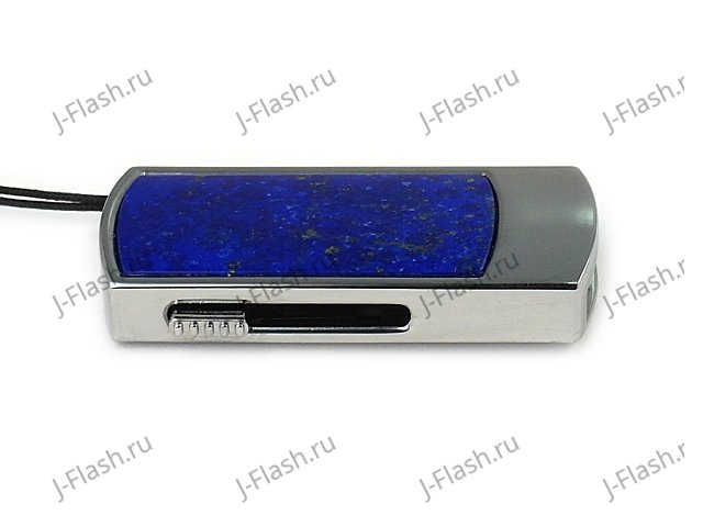 Промо-флешка в металлическом корпусе с лазуритом: вид сбоку