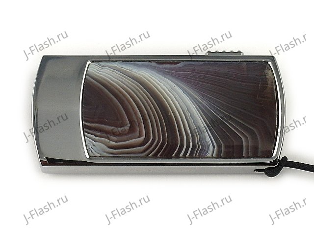 Промо-флешка в металлическом корпусе с агатом: вид сверху
