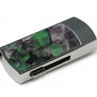 Флешка в металлическом корпусе с камнем флюорит: надежный фиксатор