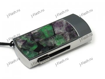 Флешка в металлическом корпусе с камнем флюорит: надежный фиксатор
