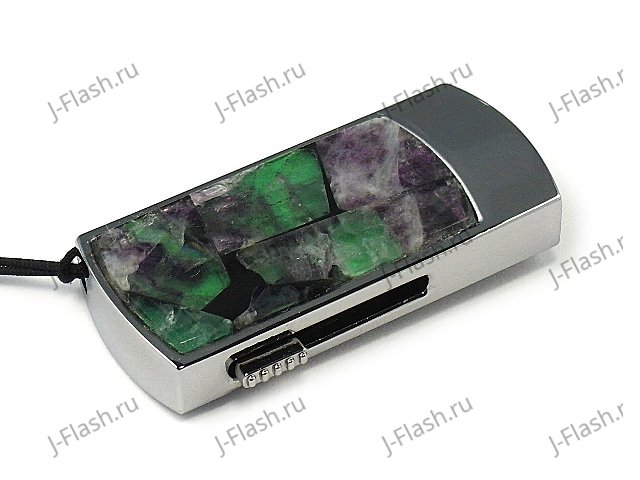 Флешка в металлическом корпусе с камнем флюорит: надежный фиксатор