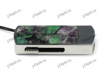 Сувенирная флешка с камнем флюорит: вид сбоку