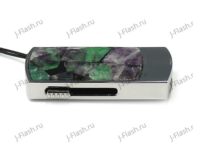 Сувенирная флешка с камнем флюорит: вид сбоку
