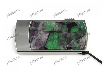 Промо-флешка в металлическом корпусе с камнем флюорит: вид сверху