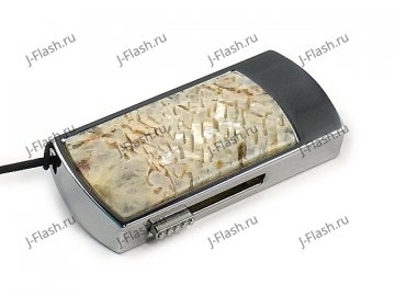 Флешка в металлическом корпусе с камнем беломорит: надежный фиксатор