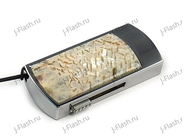 Флешка в металлическом корпусе с камнем беломорит: надежный фиксатор