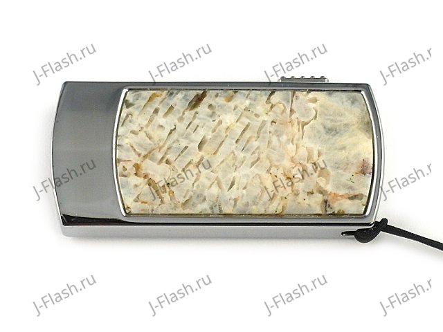 Промо-флешка в металлическом корпусе с камнем беломорит: вид сверху