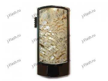 Промо-флешка в металлическом корпусе с камнем беломорит: эффект иризации