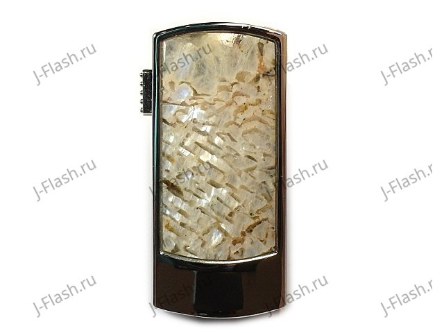 Промо-флешка в металлическом корпусе с камнем беломорит: эффект иризации