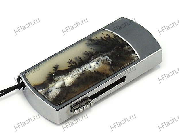 Флешка в металлическом корпусе с моховым агатом: надежный фиксатор