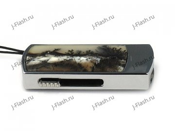 Сувенирная флешка с моховым агатом: вид сбоку