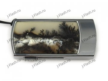 Промо-флешка в металлическом корпусе с моховым агатом: вид сверху