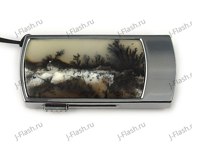 Промо-флешка в металлическом корпусе с моховым агатом: вид сверху