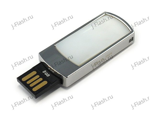 Подарочная флешка в металлическом корпусе с кахолонгом: USB разъем выдвинут