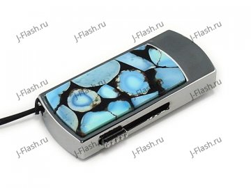 Флешка в металлическом корпусе с мозаикой из бирюзы: надежный фиксатор
