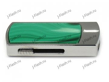 Праздничная флешка инкрустированная малахитом: вид сбоку