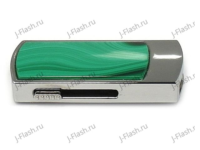 Праздничная флешка инкрустированная малахитом: вид сбоку