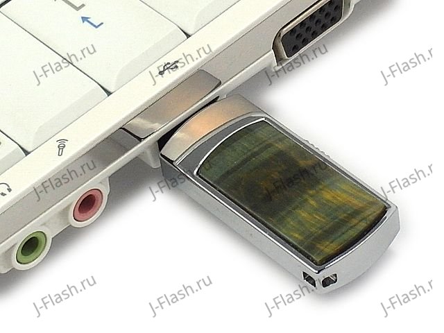 Флешка инкрустированная тигровым глазом: подключение к компьютеру