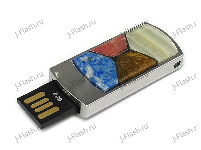 Каменная флешка с мозаикой: разъем выдвинут