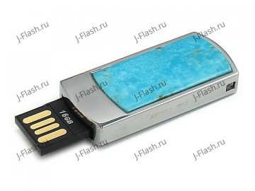 Сувенирная флешка с бирюзой: разъем выдвинут