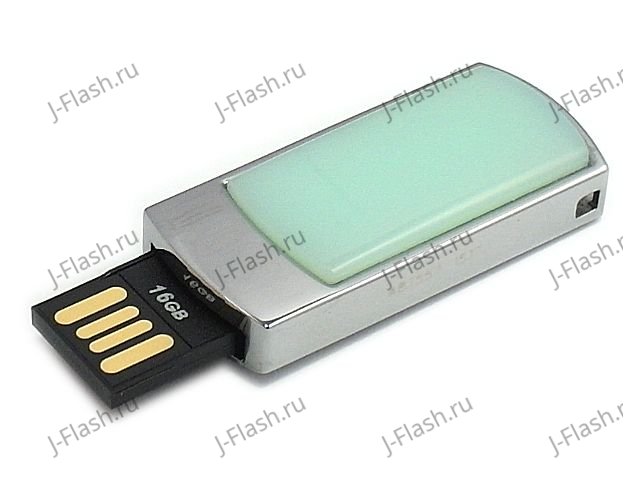 Сувенирная флешка с хризопразом: разъем выдвинут